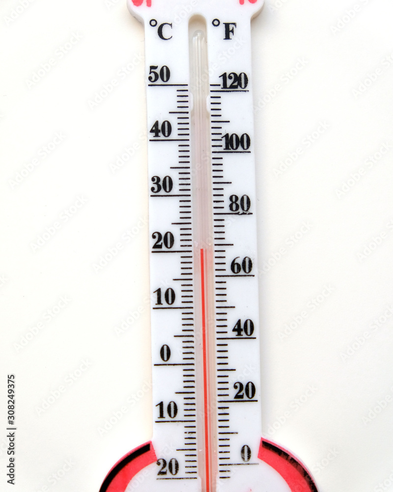 room temperature and red mercury thermometer, Stock Photo