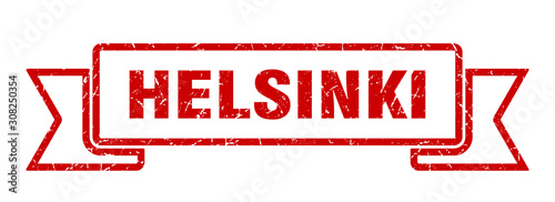 Helsinki ribbon. Red Helsinki grunge band sign