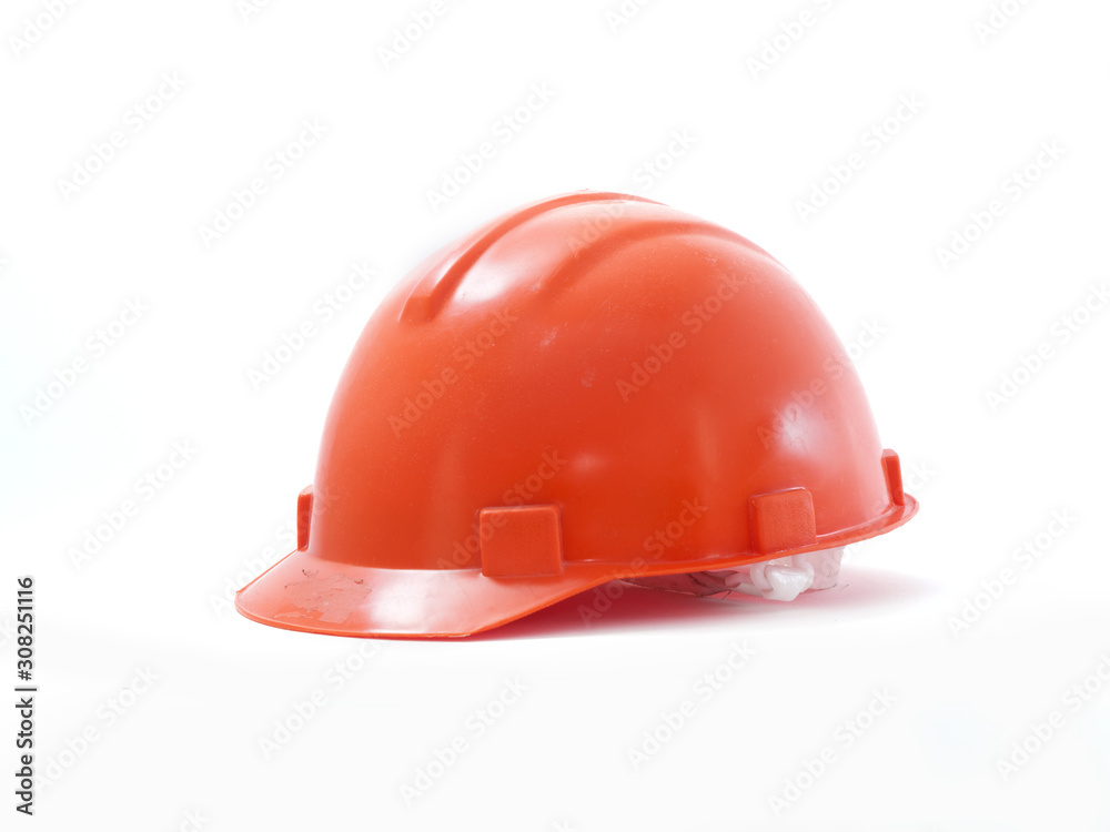 Protective helmet of an engineer builder on a white background Protective helmet of an engineer builder on a white background