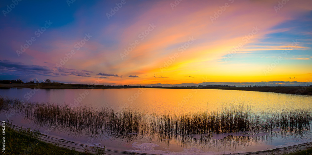 sunset over lake