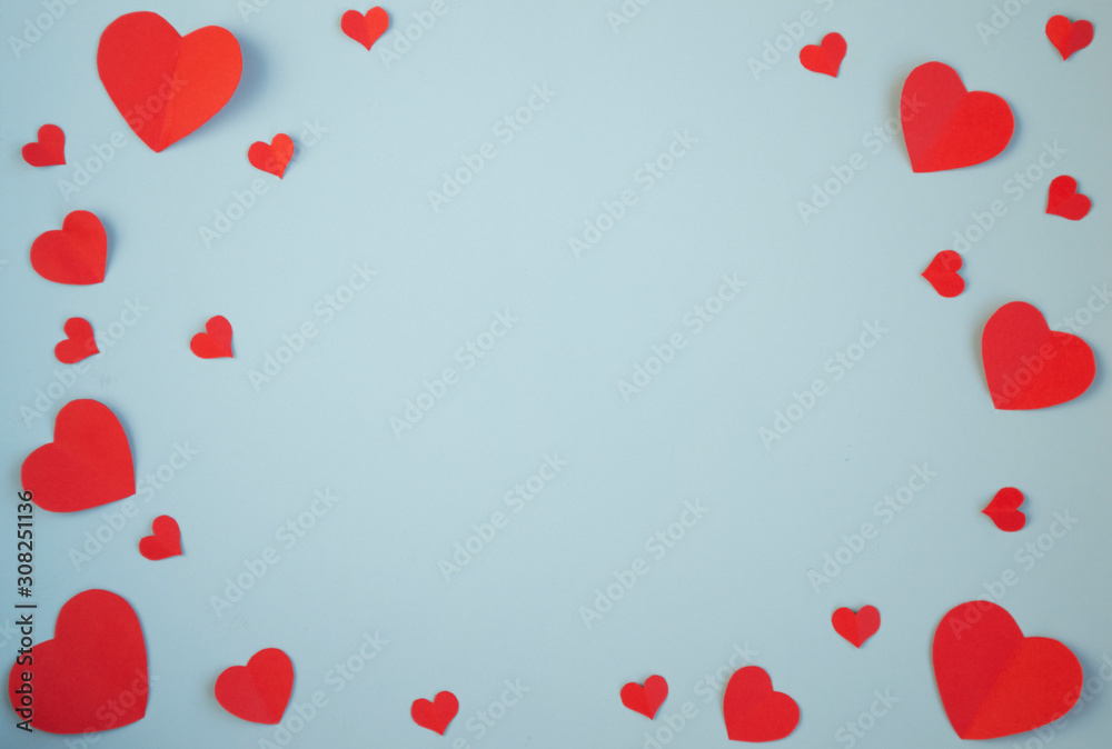 The Background Of Valentine's Day. Red hearts, a Declaration of love on a light background. The Concept Of Valentine's Day. top view, copy space The Background Of Valentine's Day. Red hearts, a Declaration of love on a light background. The Concept Of Valentine's Day. top view, copy space