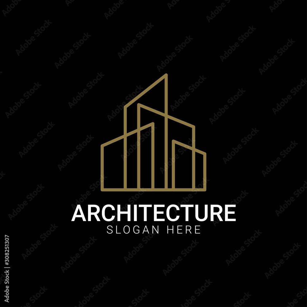 line architecture building logo template line architecture building logo template