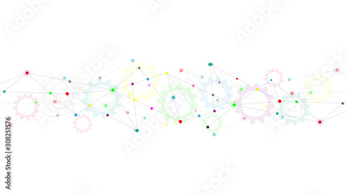 Abstract plexus background with connecting dots and lines. Global network connection  digital technology and communication concept.