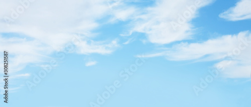 Panoramic Nature soft Blue sky background