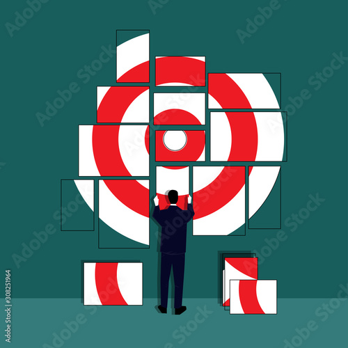 Business objective and strategy, business concept. Symbol of business goals, aims, mission, opportunity and challenge,frame,Vector illustration.