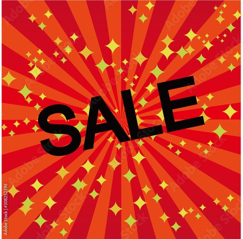 Red, radial, glitter, background＆SALE