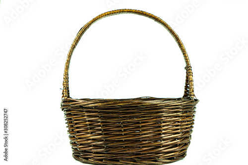 empty wicker basket item for new year gift set isolated on white space background