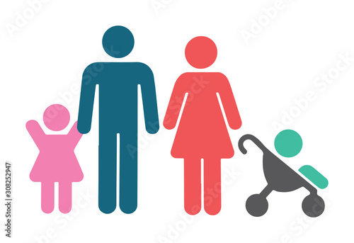 People and family color icons. Man and woman  child . Family sign icon. Family Icon in trendy flat style isolated on white background. Parents symbol for your web site design  logo  app