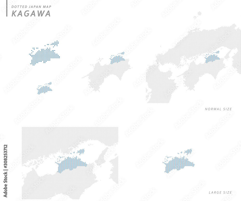 Naklejka premium dotted Japan map, Kagawa