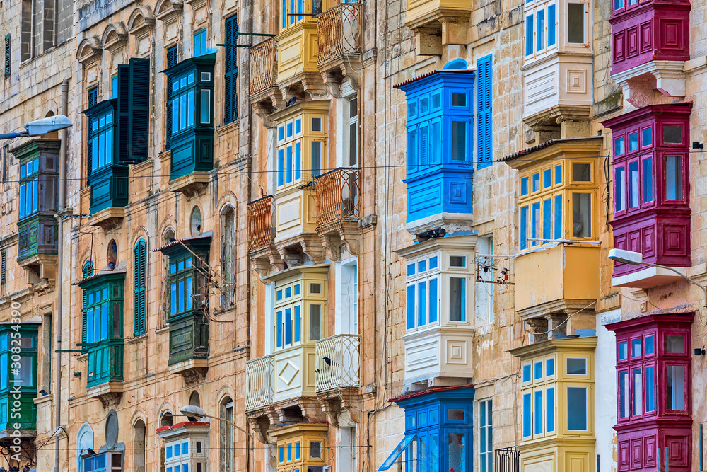 Famous wooden balconies of Malta.