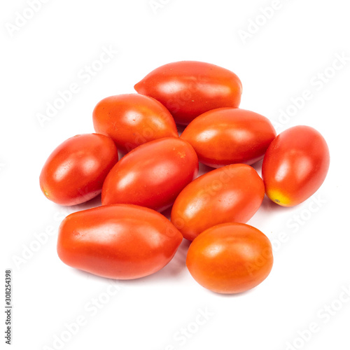Fresh Red Cherry tomato or sweet baby girl (Solanum lycopersicum var. cerasiforme) isolated on white background