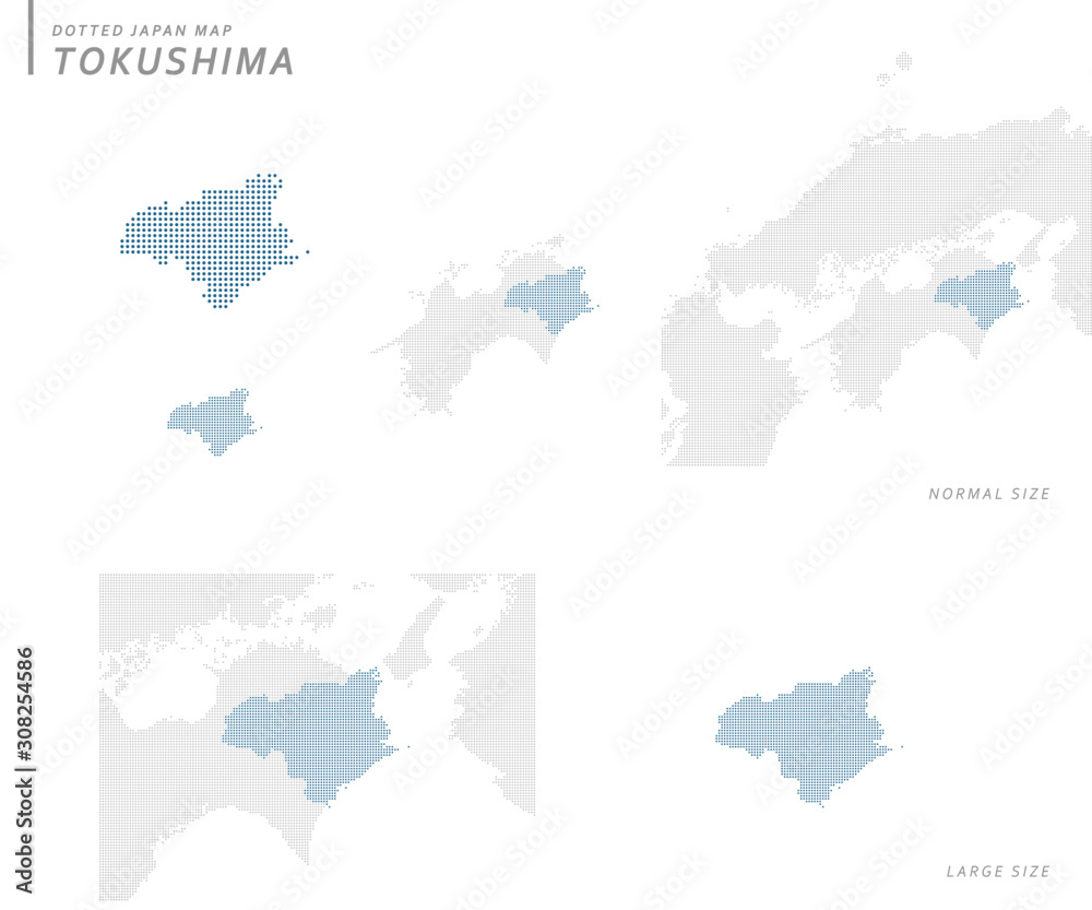dotted Japan map, Tokushima