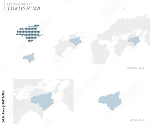dotted Japan map, Tokushima