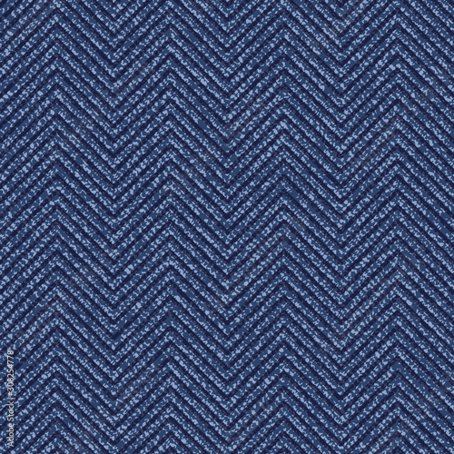 Jeans Washed Indigo Striped Shirt background. Denim Seamless Vector Textile Pattern. Blue Jeans Cloth with Chevron Stripes Repeating Pattern Tile. Father's Day Background. Men's Fashion Fabric