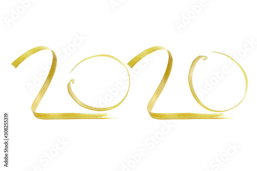 Happy New Year 2020. Number 2020 made of wood bamboo