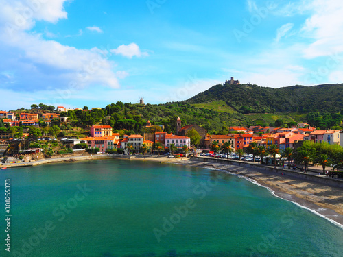 Landscape of the city and the coast in Collioure, France © miff32