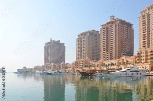 Harbour and architecture  The Pearl  Doha  Qatar  Middle East