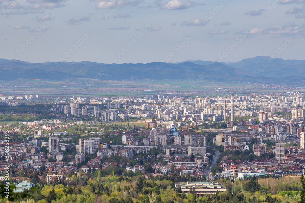 View of the suburbs of Sofia, Bulgaria.
