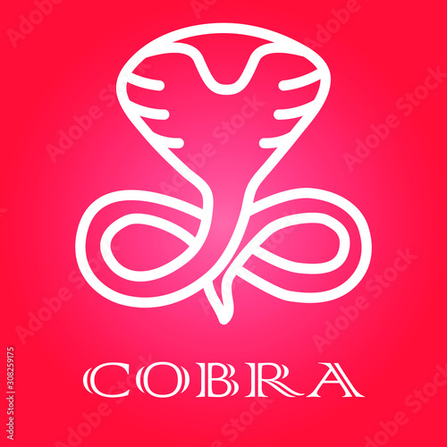Vector dangerous cobra snake with hood logo design template. King cobra icon. 