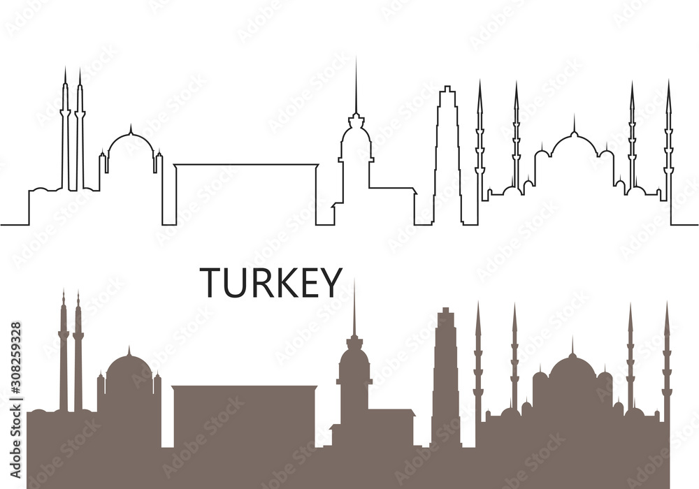 Turkey logo.  Isolated Turkish architecture on white background