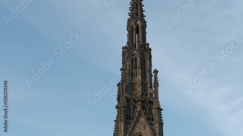 The architecture of old Prague. Old gothic fountain. photo