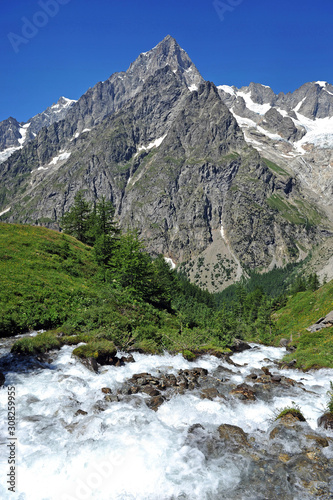 Italy , Aosta , Courmayer is a fantastic place for his mountains - mont Blanc and Monte Rose with snow diuring the summer