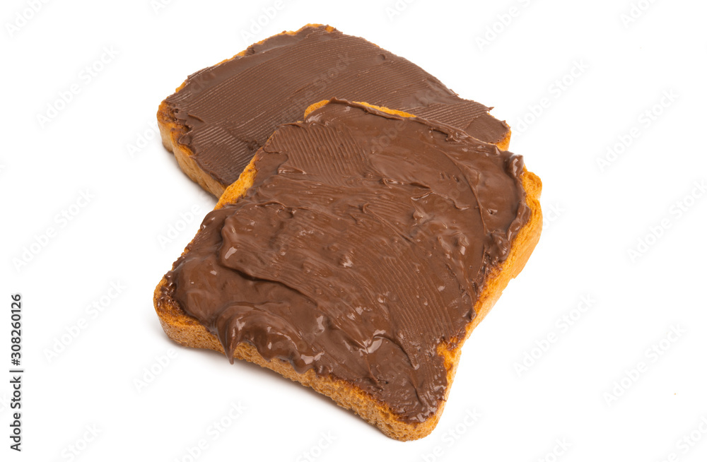 bread with chocolate cream isolated bread with chocolate cream isolated