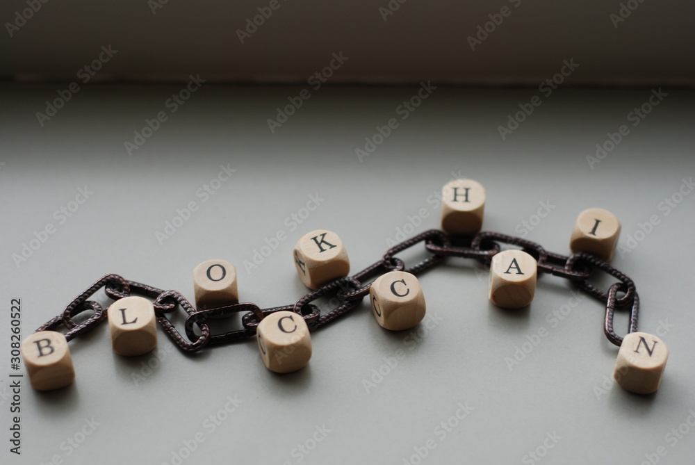 blockchain word letters wood little cubes blockchain word letters wood little cubes
