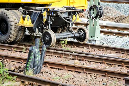 Blick auf Details auf einer Baustelle der Bahn