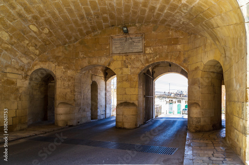 Under Victoria Gate in Valletta, Malta