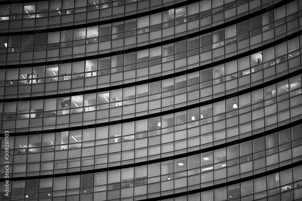 Fototapeta premium Corporate office building in Milan - detail in black and white tones.