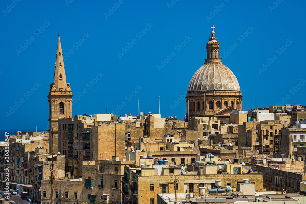 Two churches in Valletta, Malta