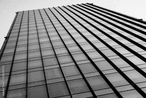 Corporate office building in Milan - detail in black and white tones.