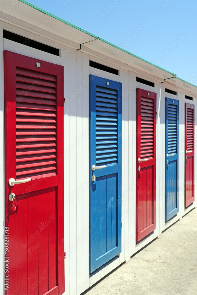 Fototapeta premium Doors ble and red colors