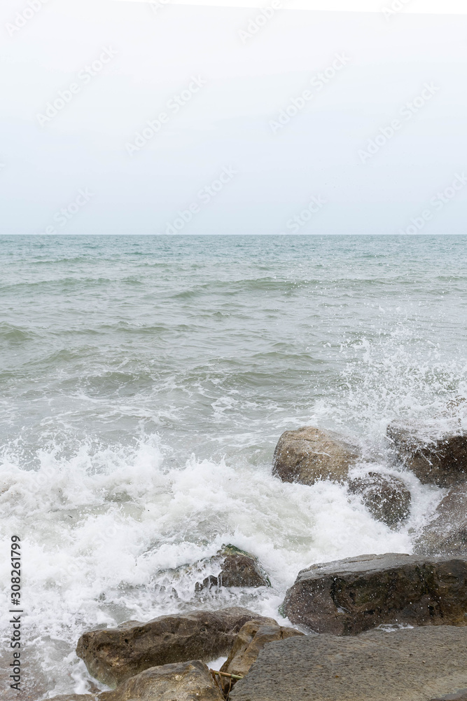 Sea in storm that breaks on the rocks