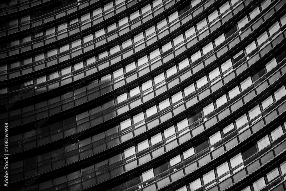 Corporate office building in Milan - detail in black and white tones. Corporate office building in Milan - detail in black and white tones.