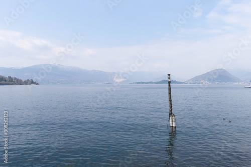 Wooden pier on the waters of a lake