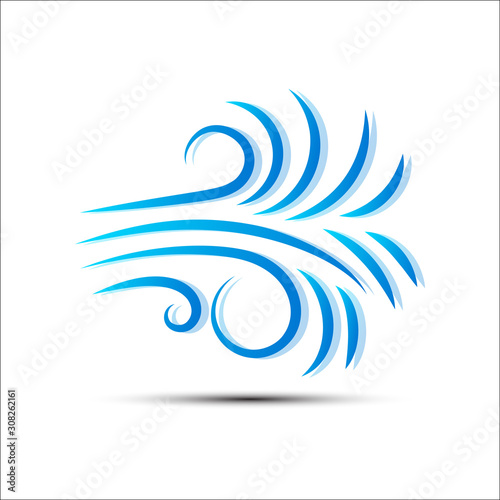 Vector illustration of wind icon isolated on white.