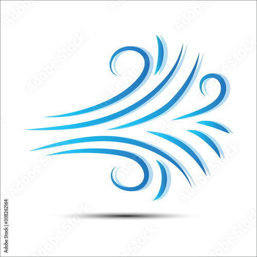 Vector illustration of wind icon isolated on white.
