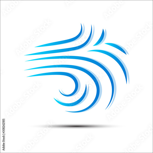 Vector illustration of wind icon isolated on white.