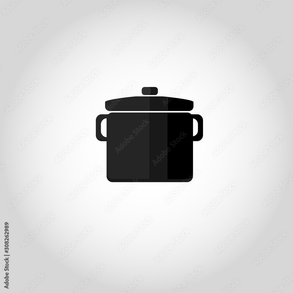 Pan icon. Logo or emblem. Flat design. Vector. Illustration can be used in the internet shop, advertisements, banners, websites, infographics. Black color. Saucepan. Pan icon. Logo or emblem. Flat design. Vector. Illustration can be used in the internet shop, advertisements, banners, websites, infographics. Black color. Saucepan.