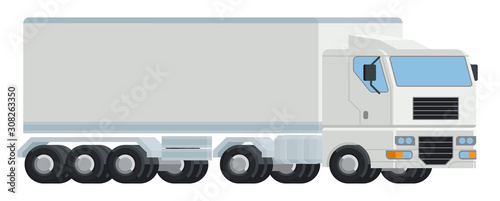 Logistics semi truck big rig concept icon illustration in a flat modern style