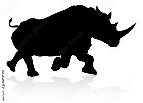 A rhino or rhinoceros safari animal silhouette