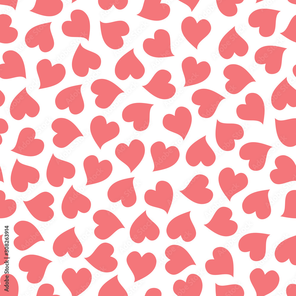 Pink Hearts seamless pattern. Love. Valentine's Day background.