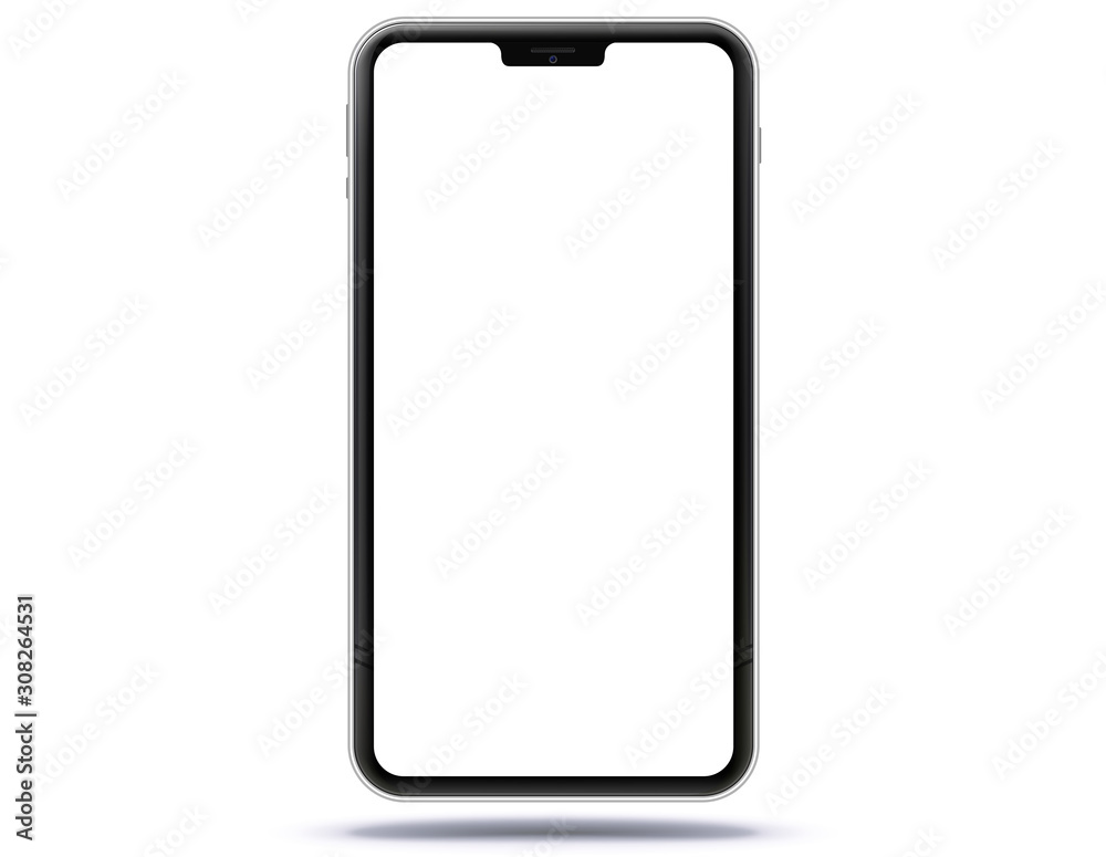 Mobile Phone New and Black Design Concept. Vector Smartphone Mockup With Frameless White Screen. Isolated on Transparent Background. Mobile Phone New and Black Design Concept. Vector Smartphone Mockup With Frameless White Screen. Isolated on Transparent Background.