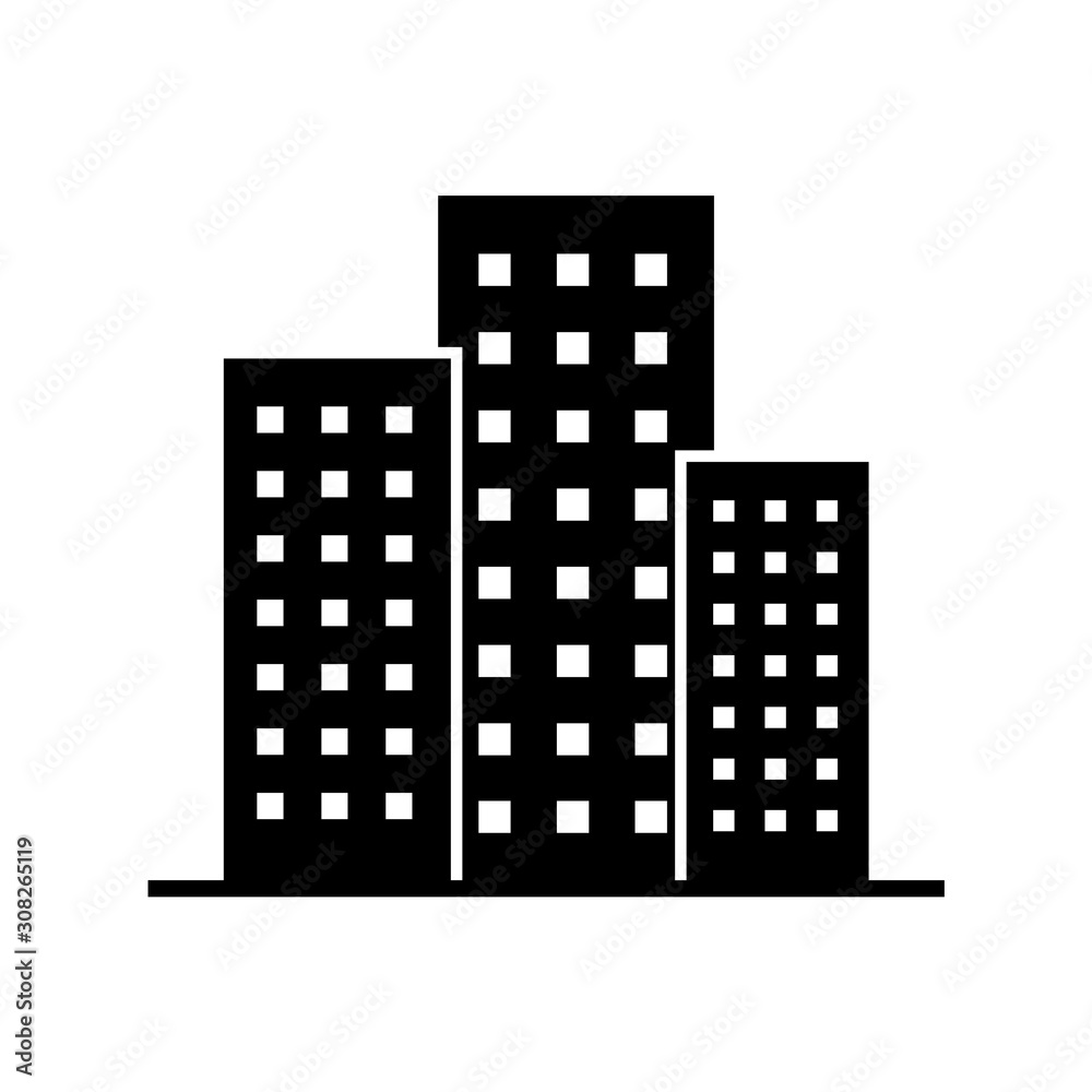 Building icon, logo isolated on white background. Skyscraper, office center, high-rise buildings