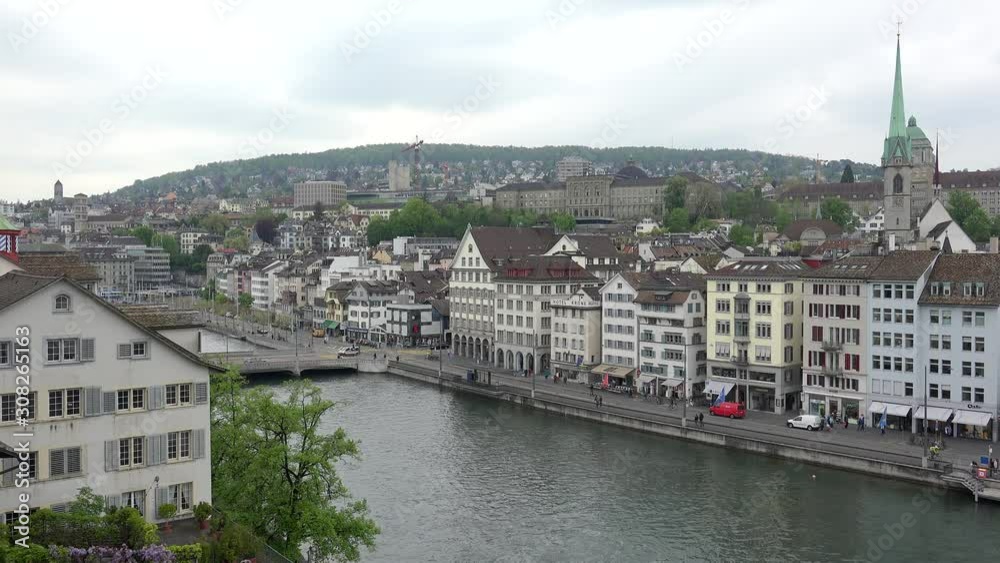 Zurich Altstadt (old town) cityscape. Limmatquai street from the Lindenhof hill. Switzerland. Zurich Altstadt (old town) cityscape. Limmatquai street from the Lindenhof hill. Switzerland.