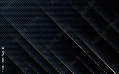 Modern texture black abstract background concept with gold line decoration