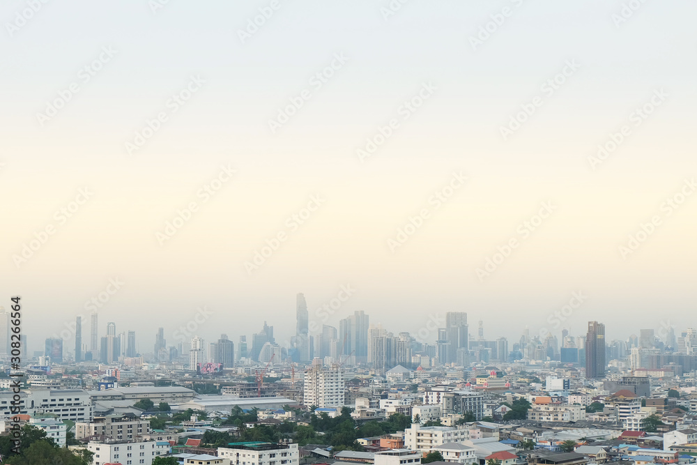 Aerial view of modern city in Bangkok, Thailand. Business concept