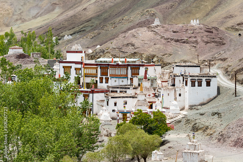Ladakh, India - Jun 26 2019 - Stok Monastery (Stok Gompa) in Ladakh, Jammu and Kashmir, India. It was founded by Lama Lhawang Lotus in the 14th Century.
